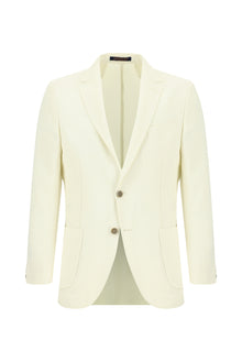 Beyaz Regular Fit Yünlü Desenli Ceket