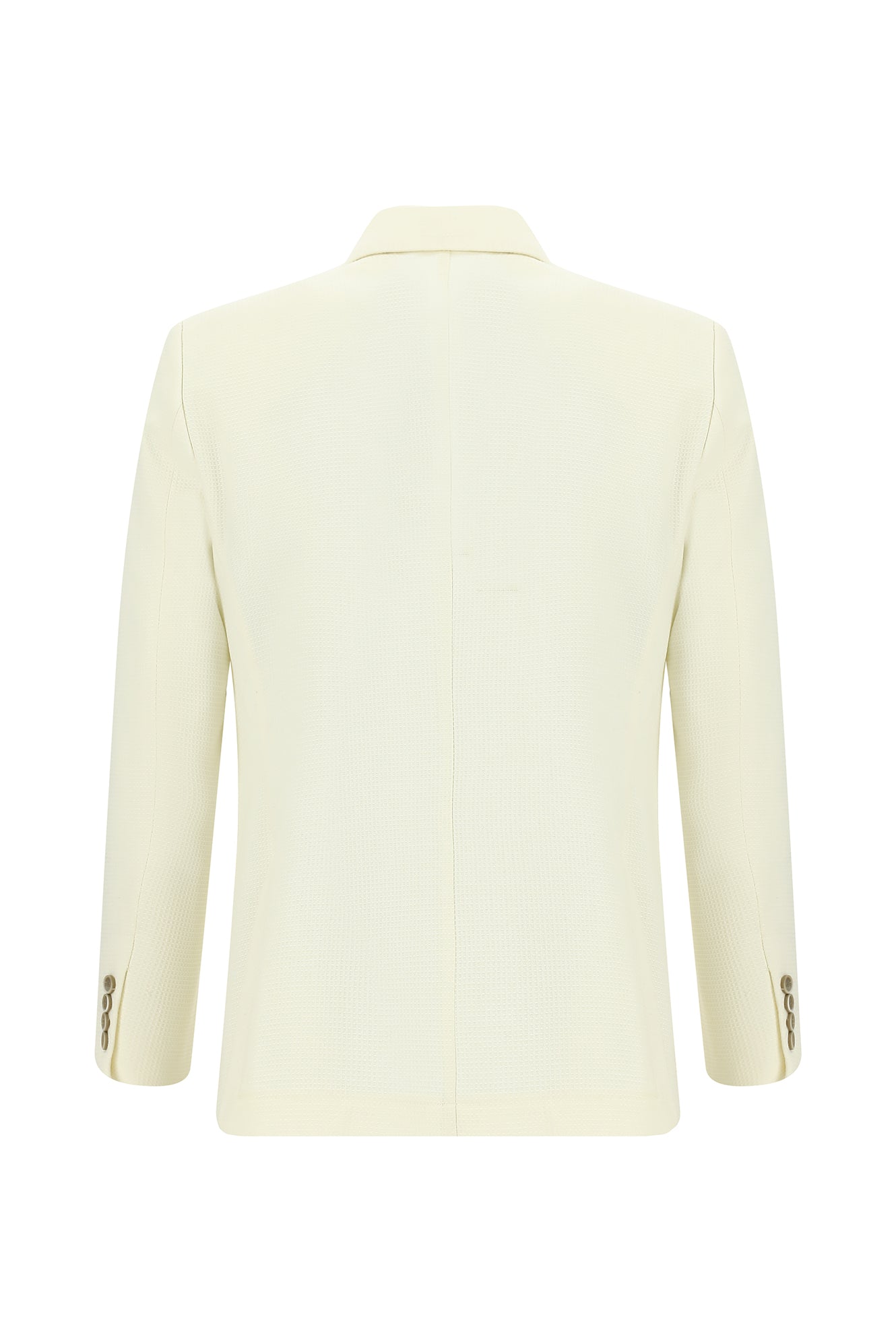 Beyaz Regular Fit Yünlü Desenli Ceket