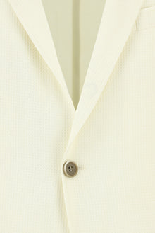 Beyaz Regular Fit Yünlü Desenli Ceket