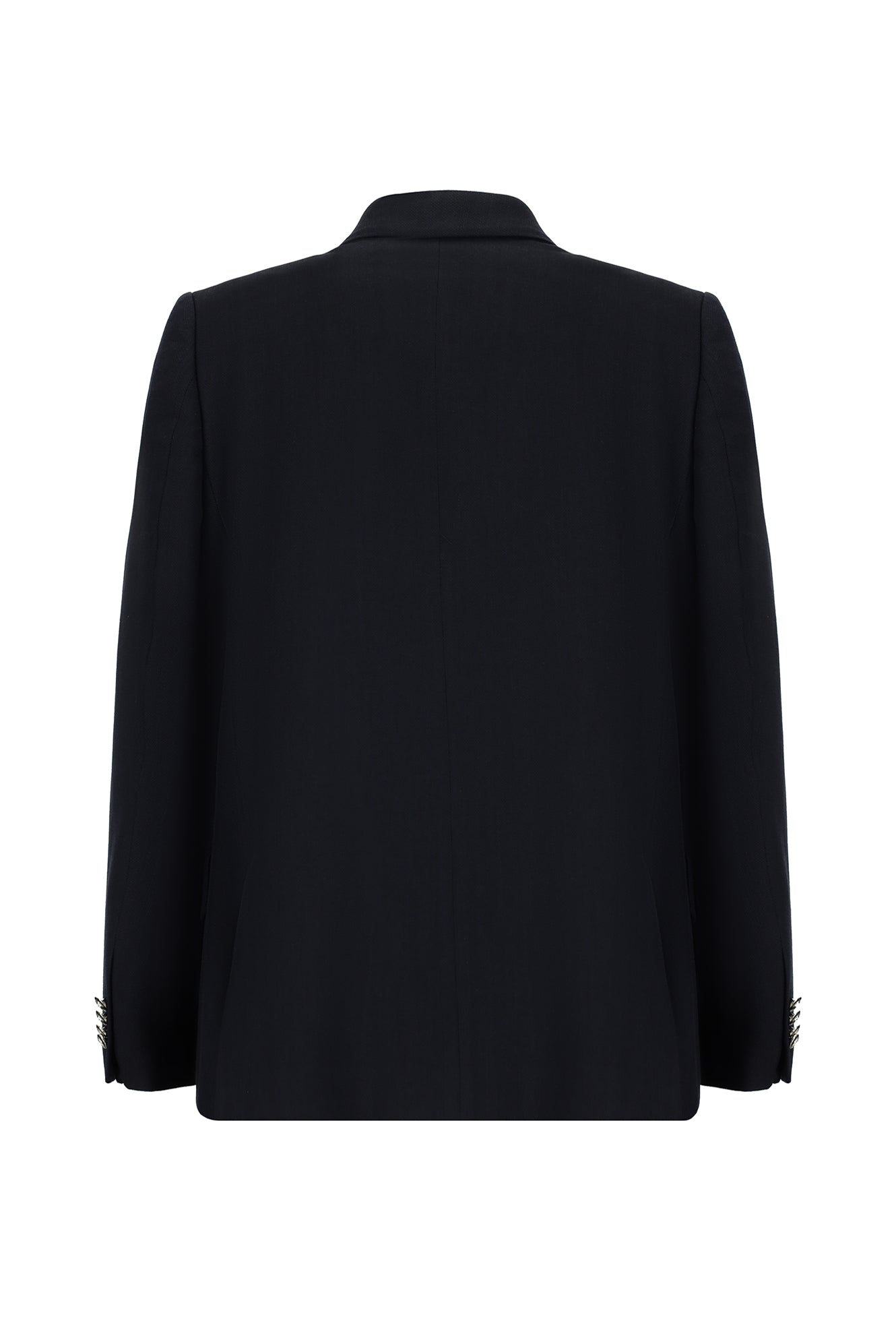 Koyu Lacivert Relaxed Fit Rahat Kesim Yünlü Kruvaze Desenli Ceket