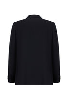 Koyu Lacivert Relaxed Fit Rahat Kesim Yünlü Kruvaze Desenli Ceket