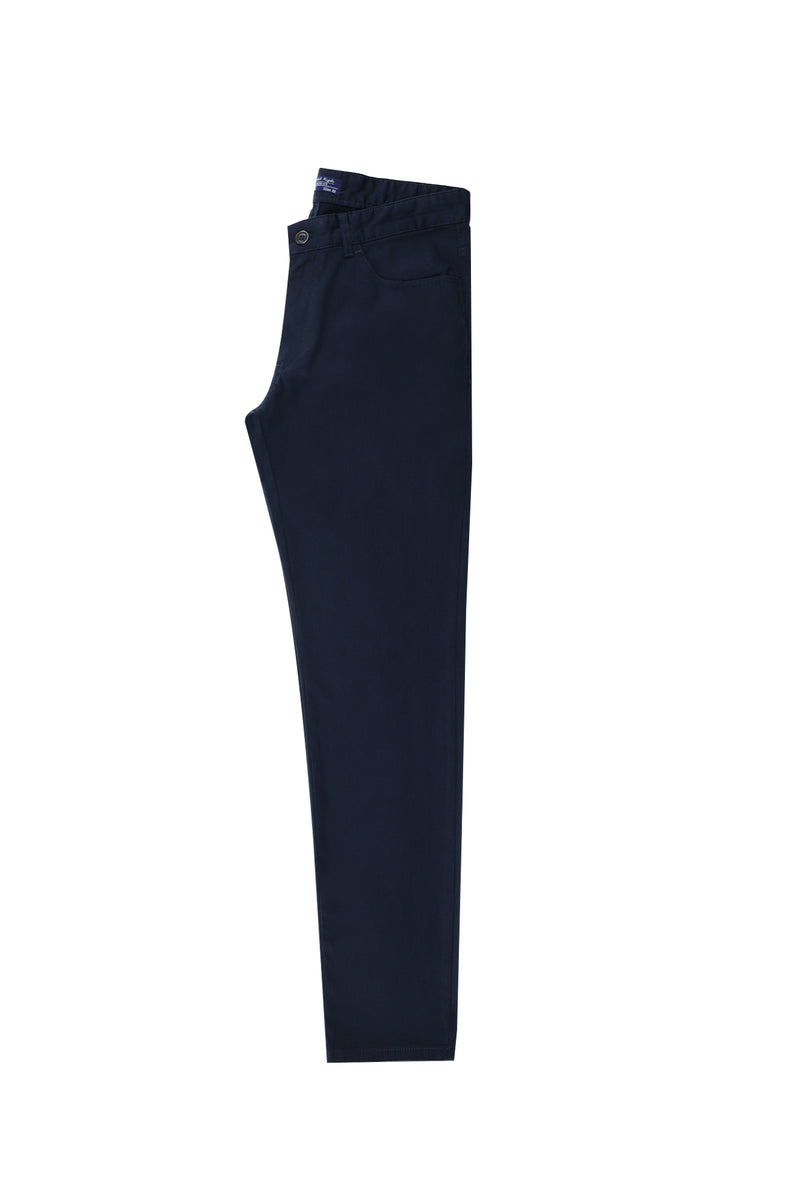 Koyu Lacivert Slim Fit Dar Kesim Likralı Kanvas / Chino Pantolon