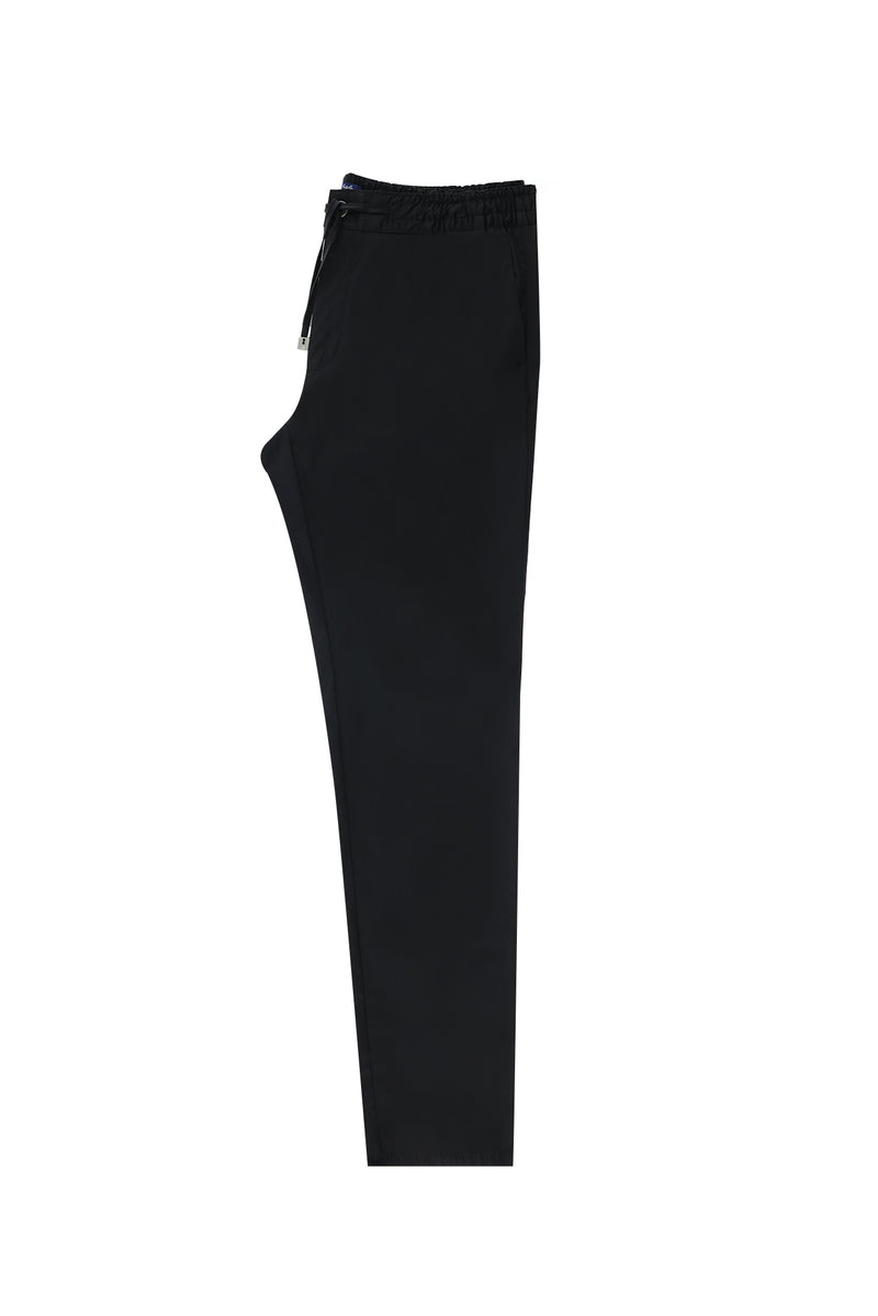 Siyah Regular Fit Beli Lastikli İpli Likralı Pantolon