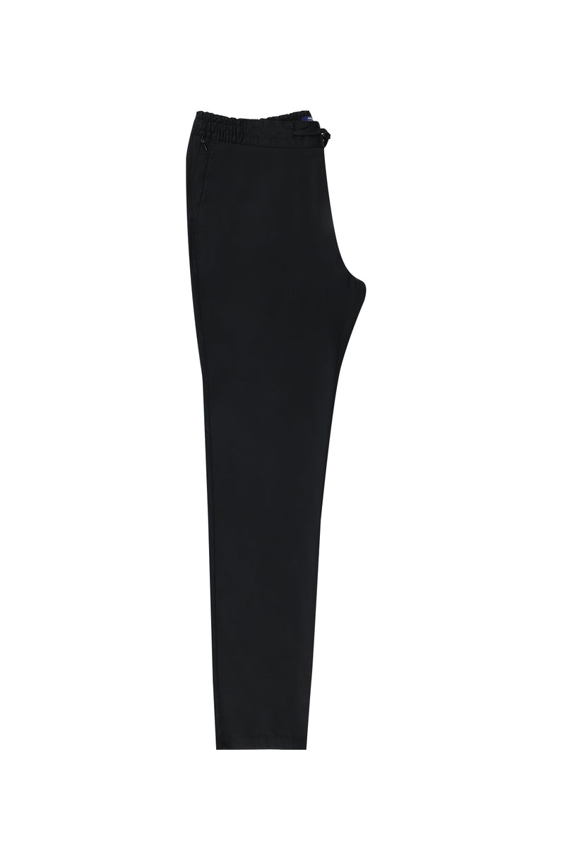 Siyah Regular Fit Beli Lastikli İpli Likralı Pantolon