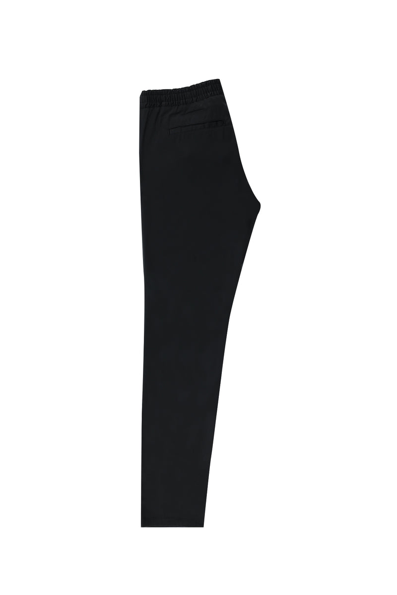 Siyah Regular Fit Beli Lastikli İpli Likralı Pantolon