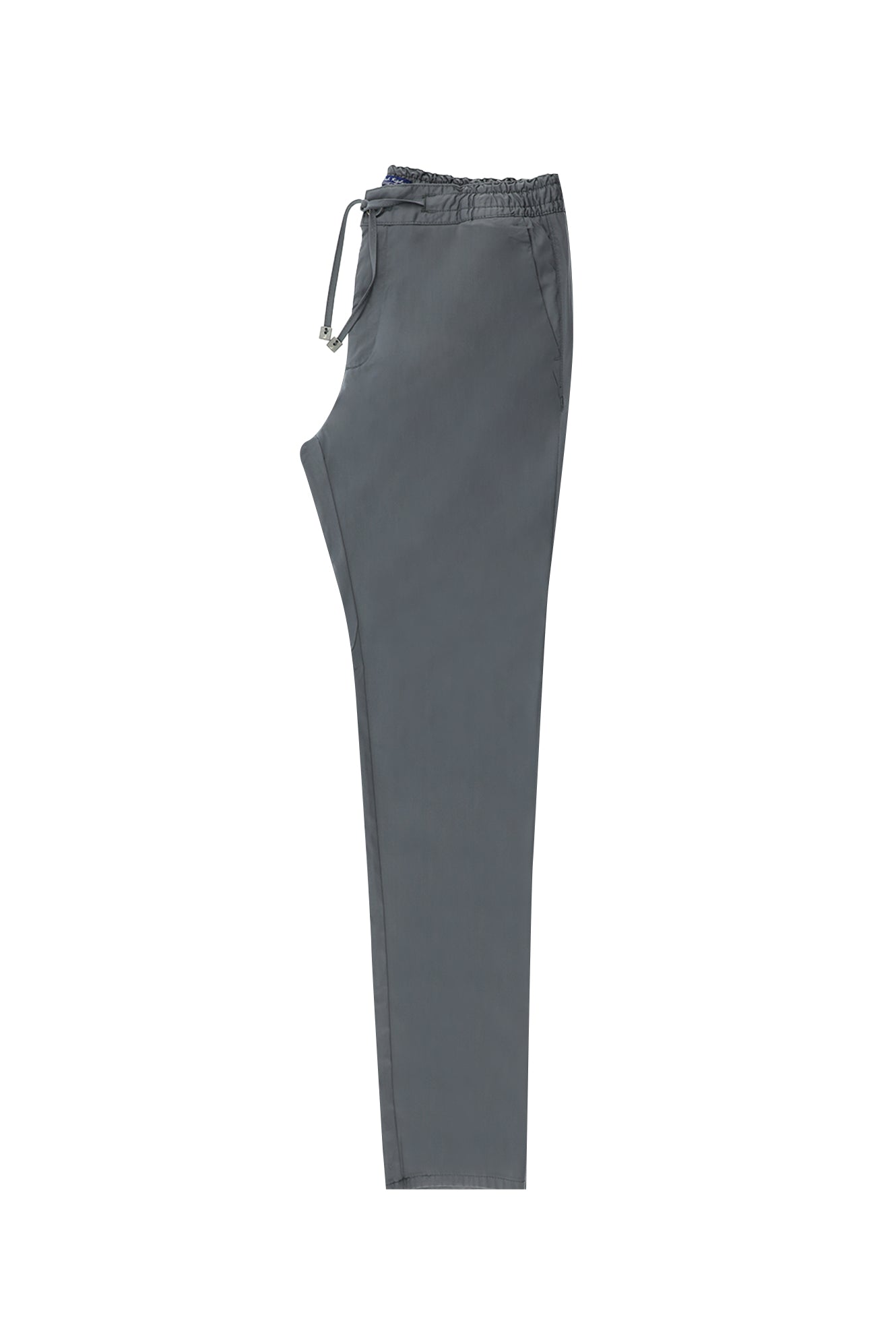 Orta Füme Slim Fit Dar Kesim Beli Lastikli İpli Likralı Pantolon