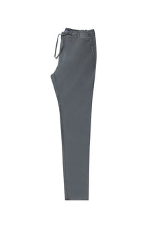 Orta Füme Slim Fit Dar Kesim Beli Lastikli İpli Likralı Pantolon