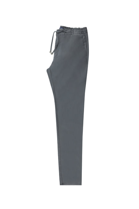 Orta Füme Slim Fit Dar Kesim Beli Lastikli İpli Likralı Pantolon