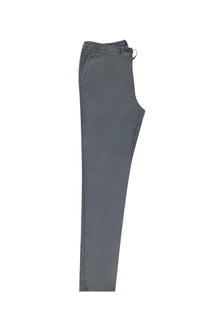 Orta Füme Slim Fit Dar Kesim Beli Lastikli İpli Likralı Pantolon