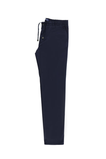 Orta Lacivert Slim Fit Dar Kesim Beli Lastikli İpli Likralı Pantolon