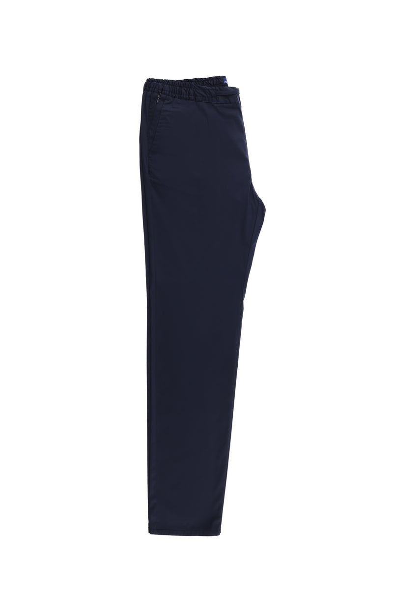 Orta Lacivert Slim Fit Dar Kesim Beli Lastikli İpli Likralı Pantolon