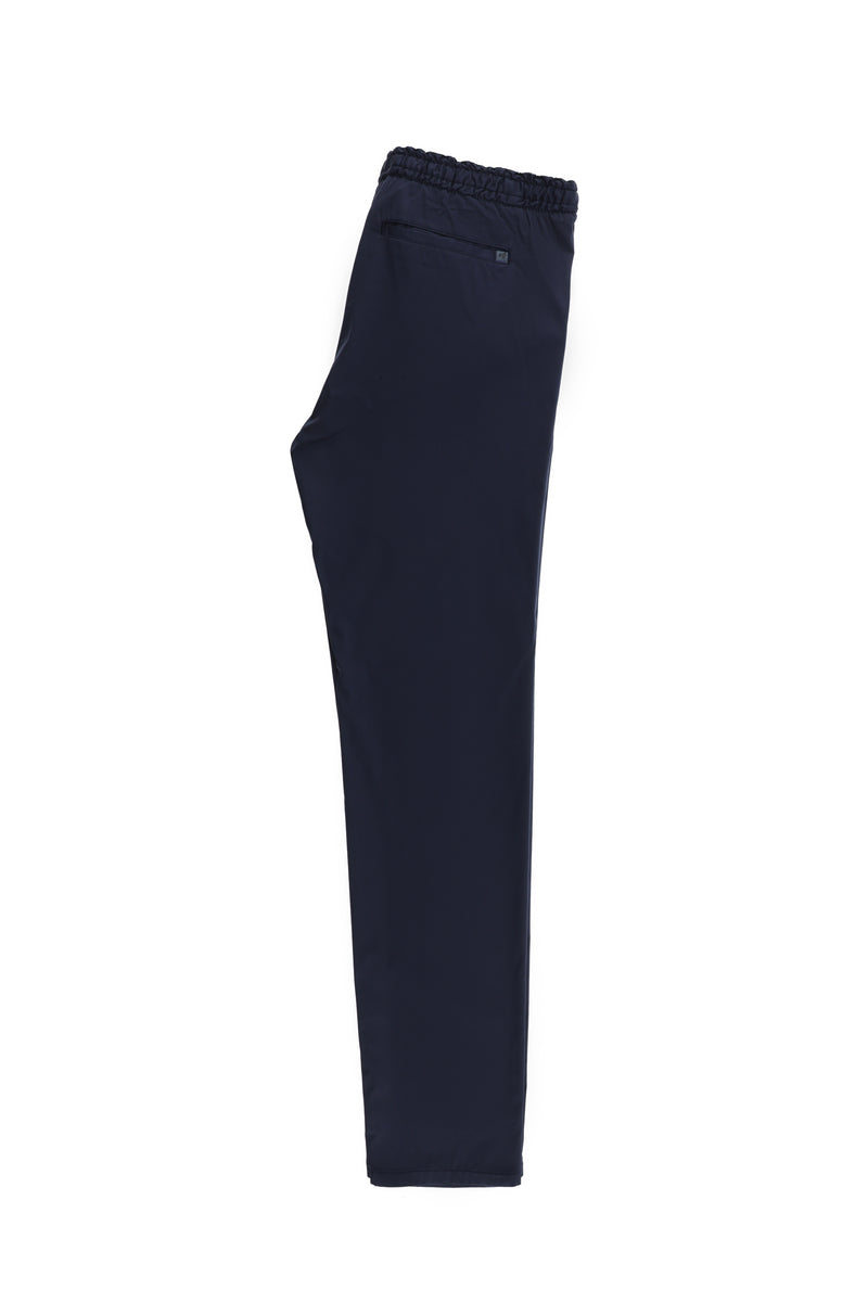 Orta Lacivert Slim Fit Dar Kesim Beli Lastikli İpli Likralı Pantolon