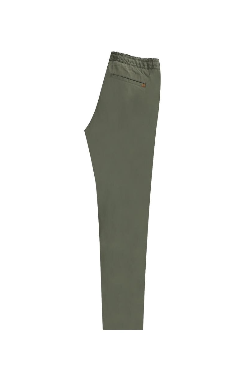 Açık Haki Slim Fit Dar Kesim Beli Lastikli İpli Likralı Pantolon