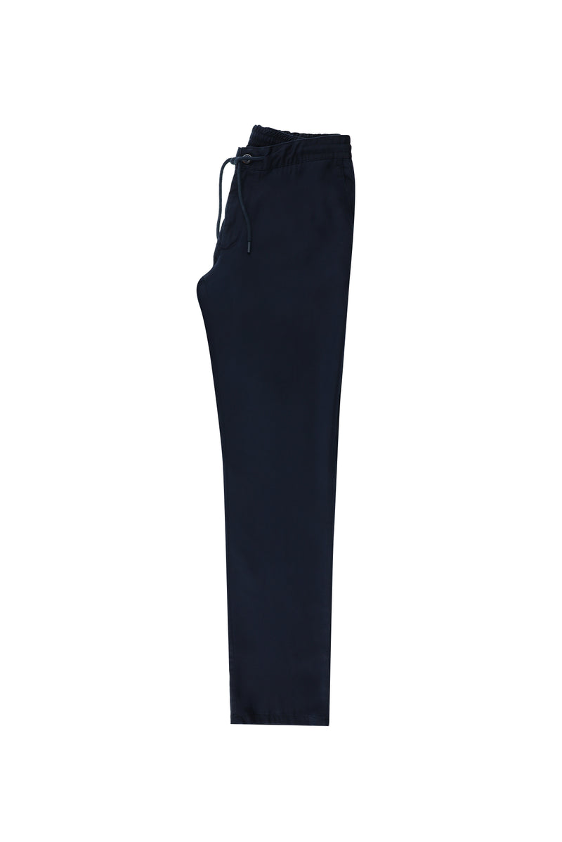 Orta Lacivert Regular Fit Beli Lastikli İpli Pantolon