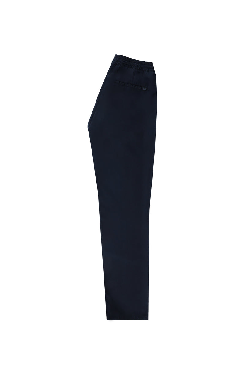 Orta Lacivert Regular Fit Beli Lastikli İpli Pantolon