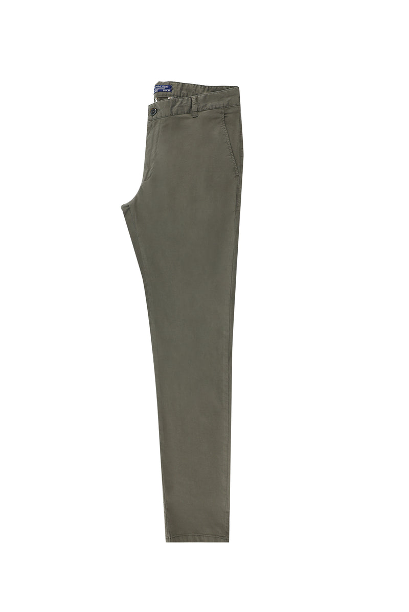 Orta Haki Regular Fit Likralı Kanvas / Chino Pantolon