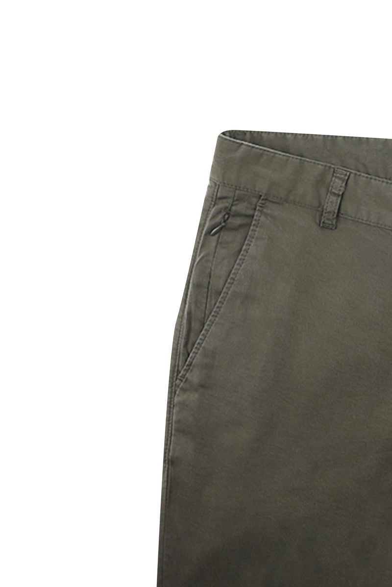 Orta Haki Slim Fit Dar Kesim Lyocell Karışımlı Kanvas / Chino Pantolon