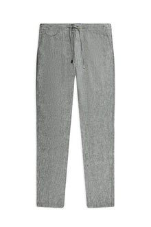Siyah Regular Fit Beli Lastikli İpli Keten Pantolon