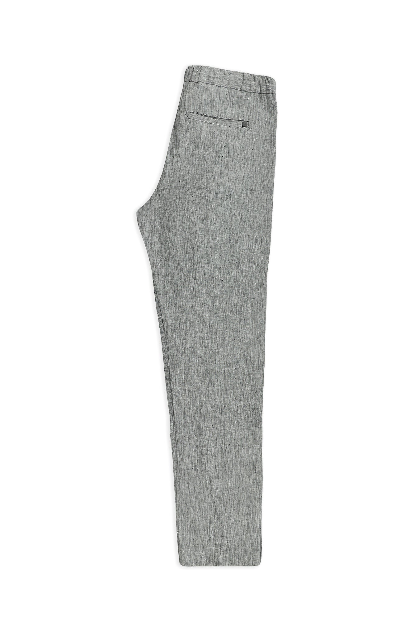 Siyah Regular Fit Beli Lastikli İpli Keten Pantolon