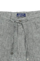 Siyah Regular Fit Beli Lastikli İpli Keten Pantolon