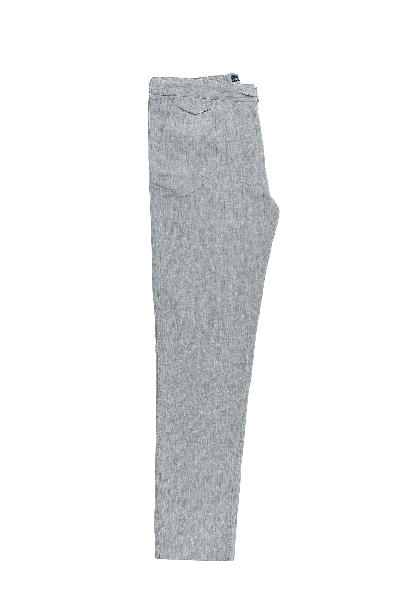 Açık Lacivert Regular Fit Beli Lastikli İpli Keten Pantolon