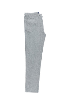 Açık Lacivert Regular Fit Beli Lastikli İpli Keten Pantolon