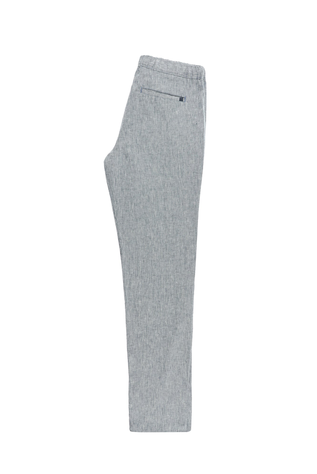 Açık Lacivert Regular Fit Beli Lastikli İpli Keten Pantolon