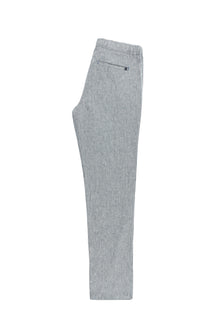 Açık Lacivert Regular Fit Beli Lastikli İpli Keten Pantolon