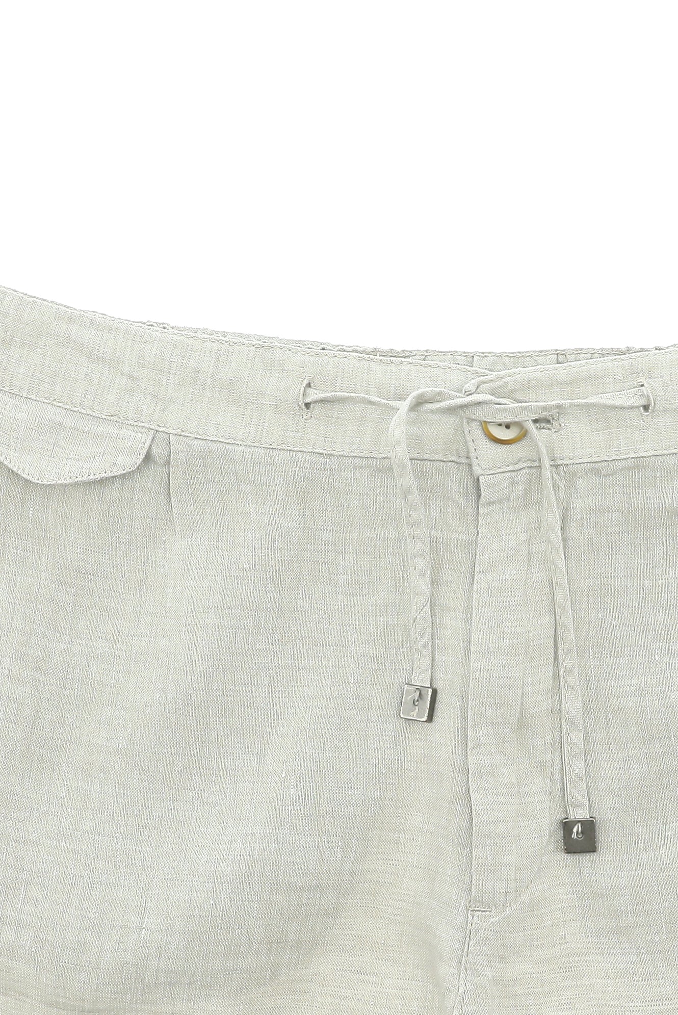 Açık Bej Regular Fit Beli Lastikli İpli Keten Pantolon