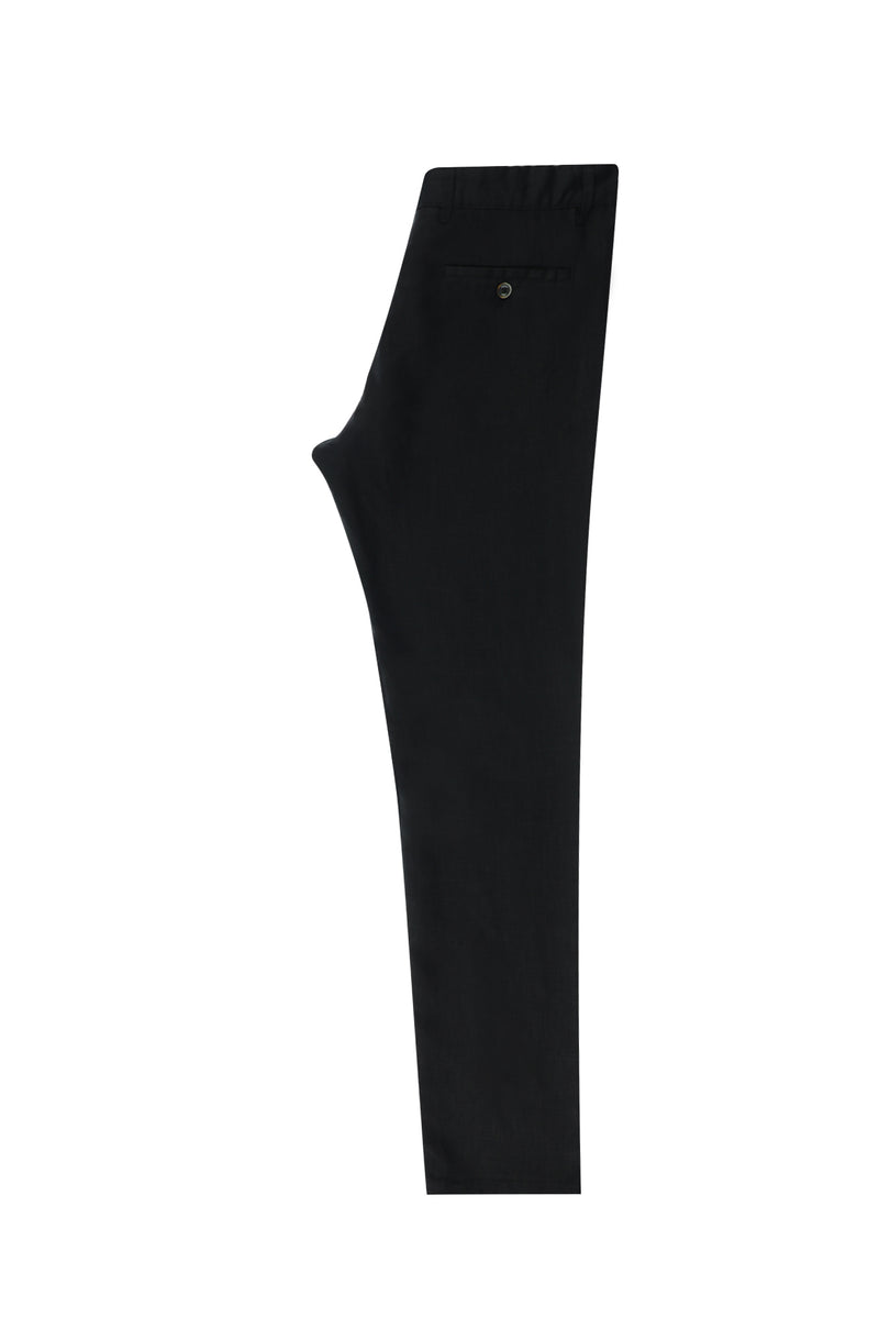 Siyah Regular Fit Keten Kanvas / Chino Pantolon