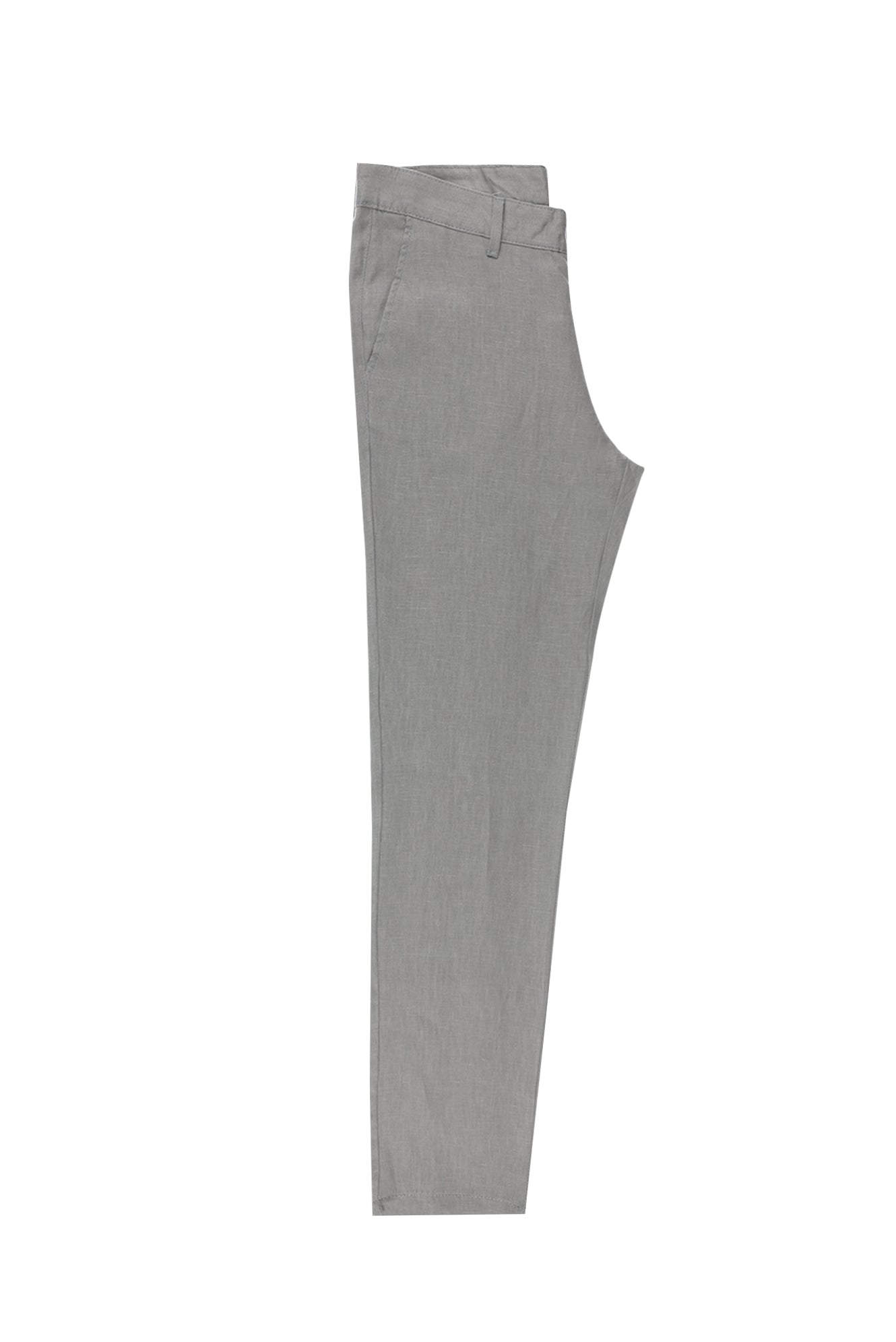 Orta Gri Regular Fit Standart Kesim Keten Kanvas / Chino Pantolon-Abdullah Ki??l?