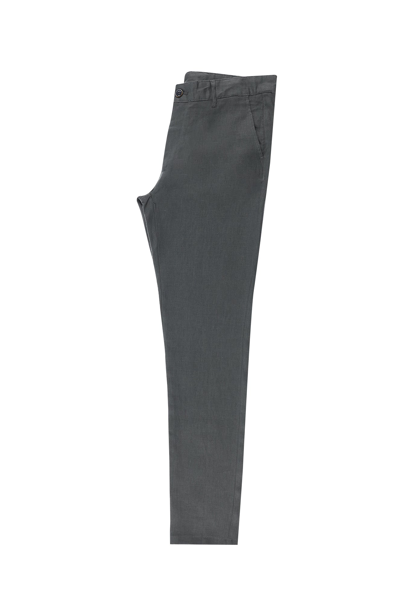 Koyu Füme Slim Fit Dar Kesim Keten Kanvas / Chino Pantolon