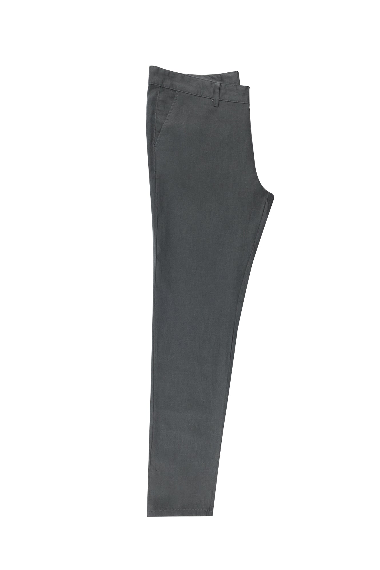 Koyu Füme Slim Fit Dar Kesim Keten Kanvas / Chino Pantolon