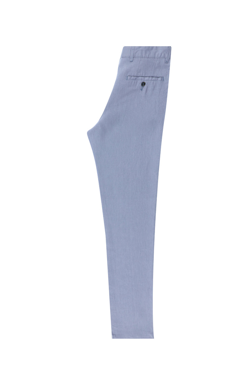 Açık Mavi Slim Fit Dar Kesim Keten Kanvas / Chino Pantolon