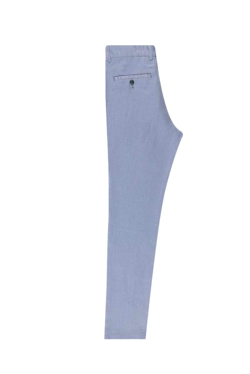Açık Mavi Slim Fit Dar Kesim Keten Kanvas / Chino Pantolon