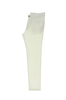Beyaz Slim Fit Dar Kesim Keten Kanvas / Chino Pantolon