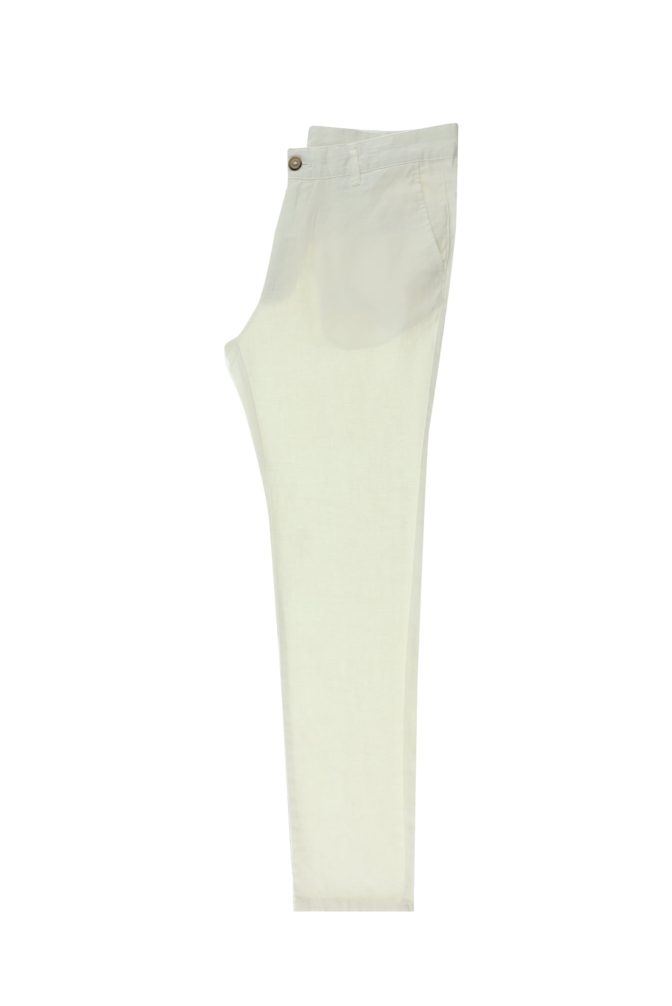 Beyaz Slim Fit Dar Kesim Keten Kanvas / Chino Pantolon-Abdullah Ki??l?