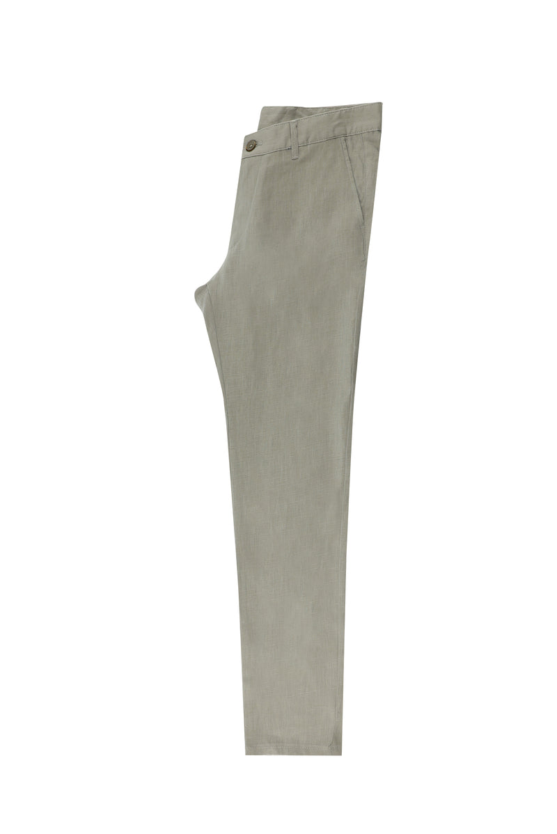 Krem Regular Fit Keten Kanvas / Chino Pantolon