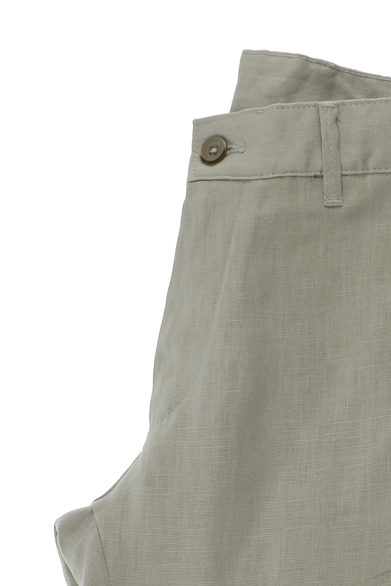 Krem Slim Fit Dar Kesim Keten Kanvas / Chino Pantolon