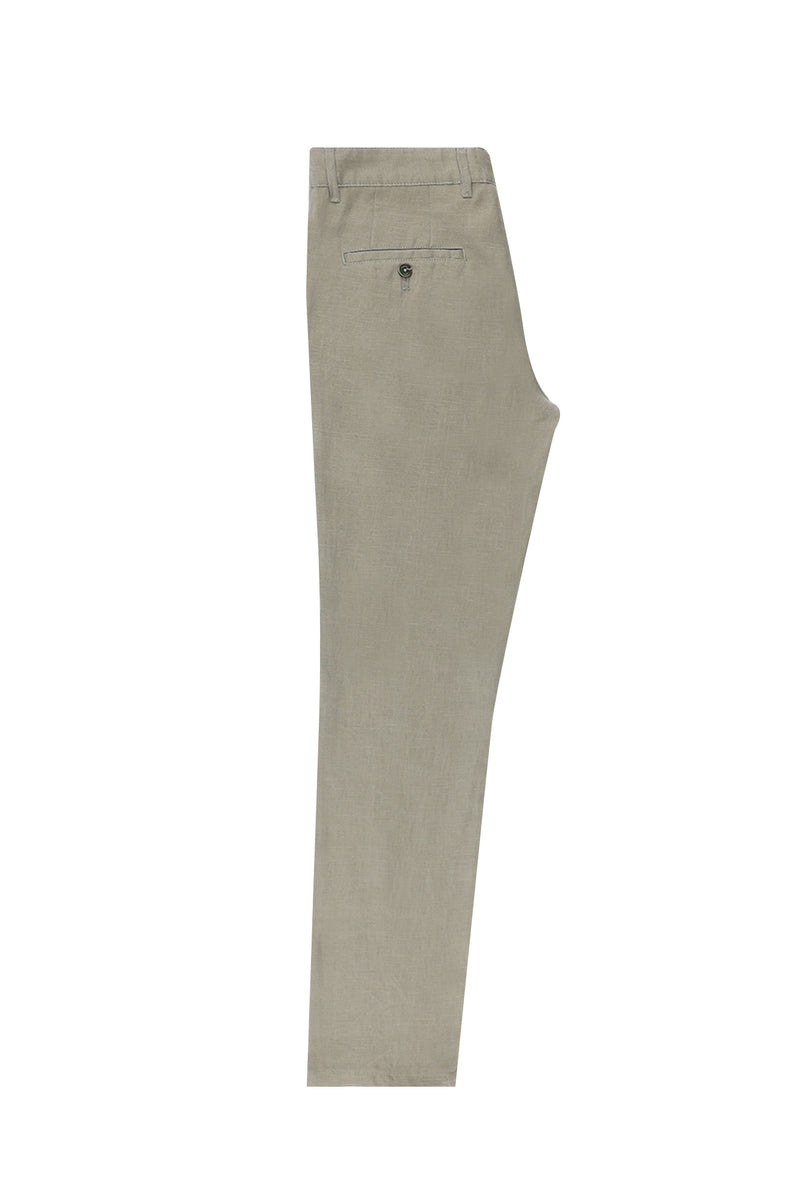 Aç?k Haki Regular Fit Standart Kesim Keten Kanvas / Chino Pantolon-Abdullah Ki??l?