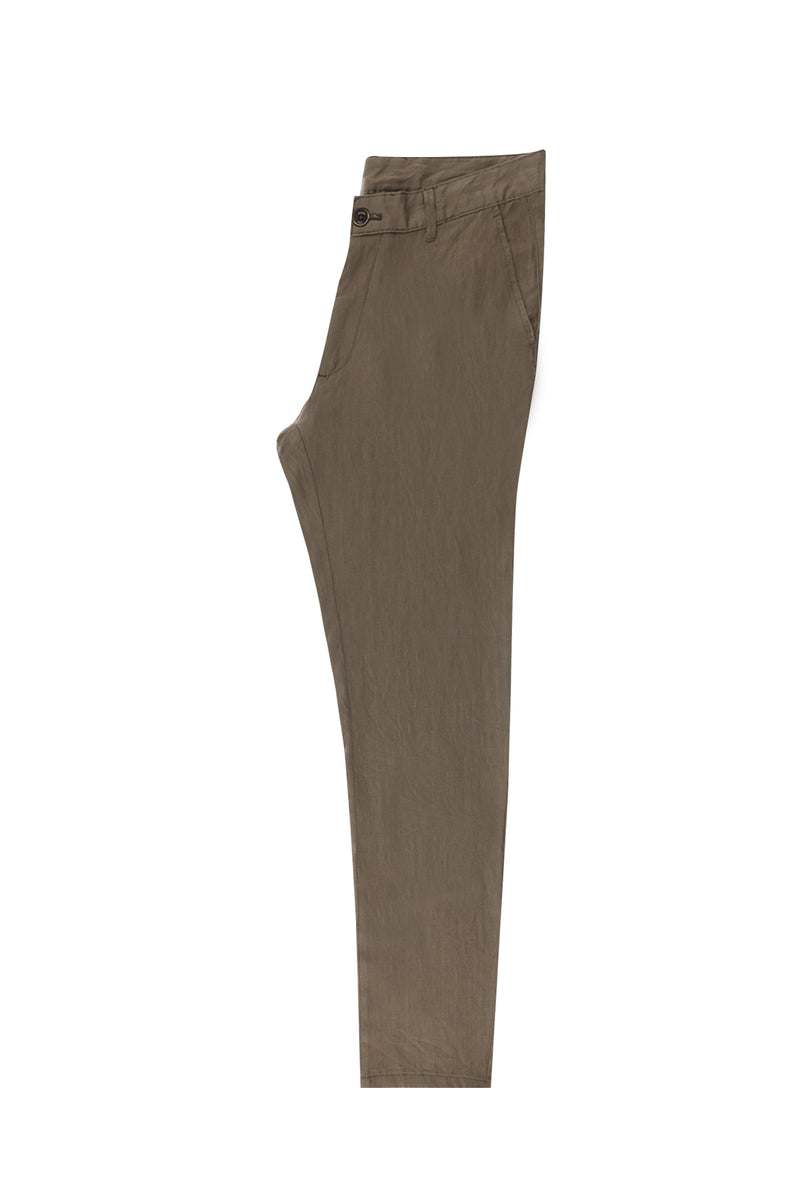 Koyu Vizon Regular Fit Keten Kanvas / Chino Pantolon