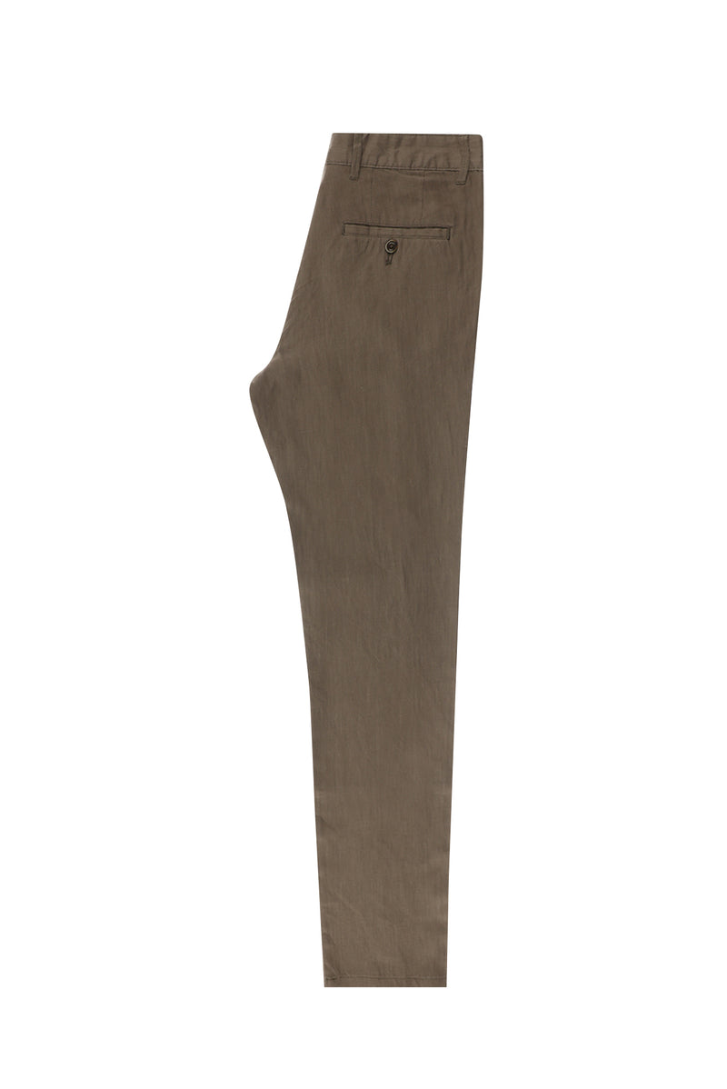 Koyu Vizon Regular Fit Keten Kanvas / Chino Pantolon