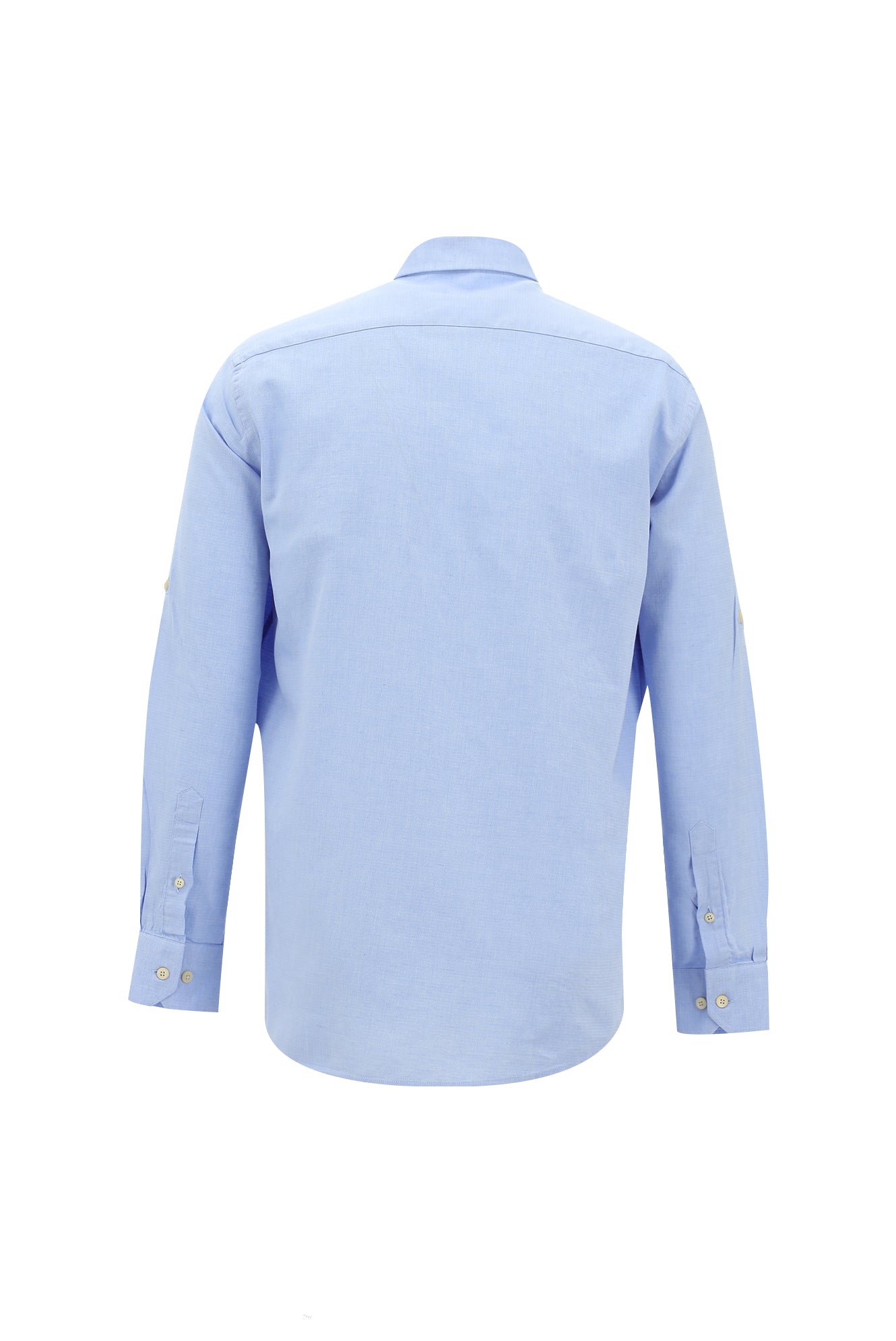 Açık Mavi Uzun Kol Slim Fit Dar Kesim Spor Pamuklu Keten Gömlek