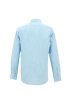 Aqua Mavisi Uzun Kol Slim Fit Dar Kesim Spor Pamuklu Keten Gömlek