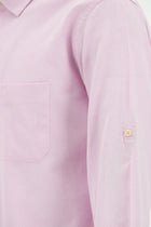 Toz Pembe Uzun Kol Slim Fit Dar Kesim Spor Pamuklu Keten Karışımlı Gömlek