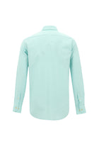 Mint Yeşili Uzun Kol Slim Fit Dar Kesim Spor Pamuklu Keten Karışımlı Gömlek
