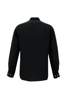 Siyah Uzun Kol Regular Fit Keten Gömlek