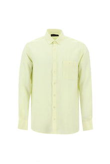 Açık Sarı Uzun Kol Regular Fit Keten Gömlek