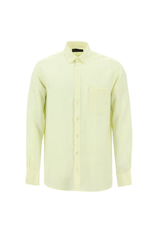 Açık Sarı Uzun Kol Regular Fit Keten Gömlek