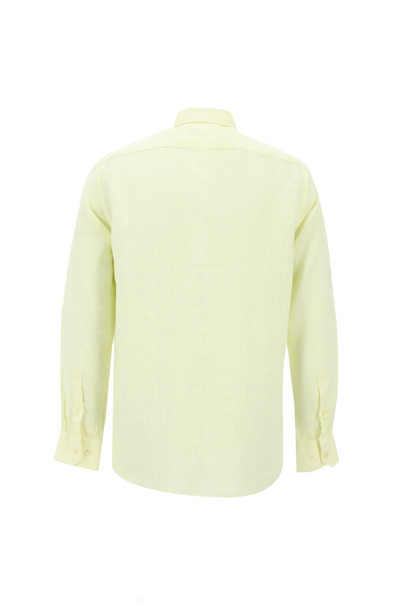 Açık Sarı Uzun Kol Regular Fit Keten Gömlek